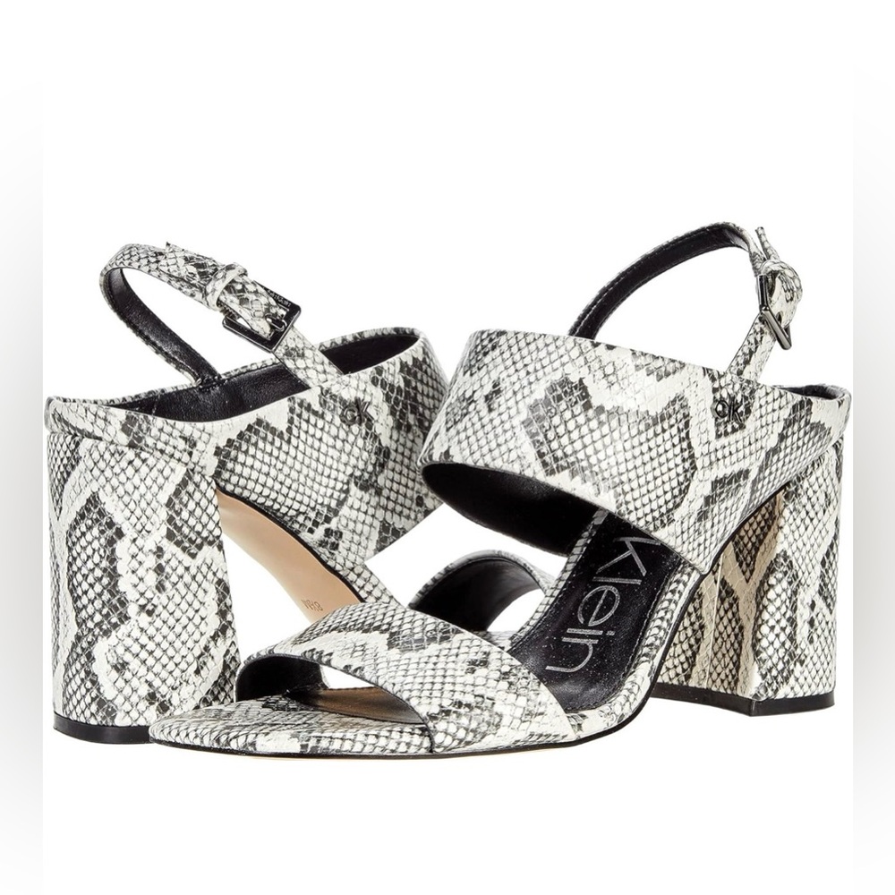 Calvin Klein Black and White Snake Print Heels